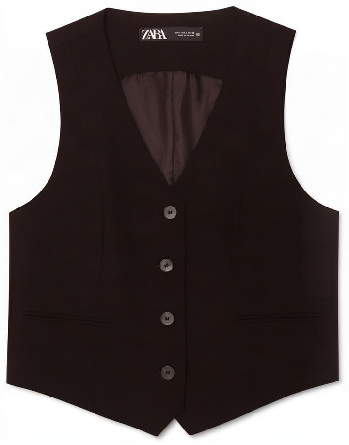 Zara Γυναικείο Γιλέκο UK 10 Small Black Polyester
