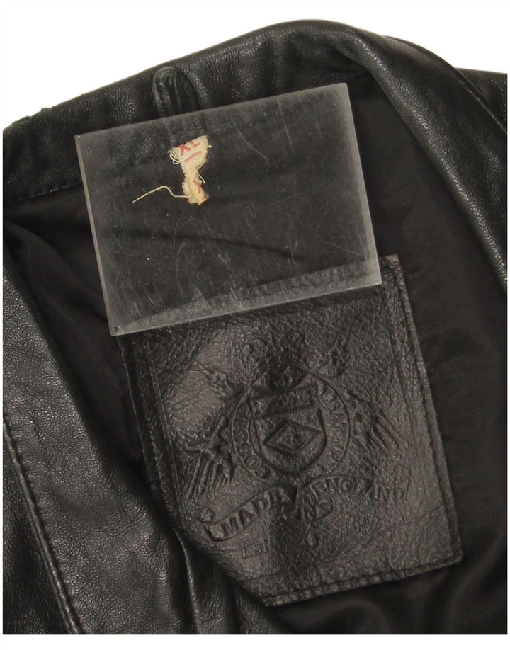 Vintage γυναικείο δερμάτινο παλτό UK 18 XL μαύρο δέρμα