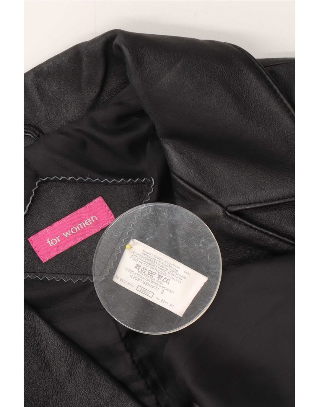 Vintage γυναικείο δερμάτινο παλτό UK 16 Large Black