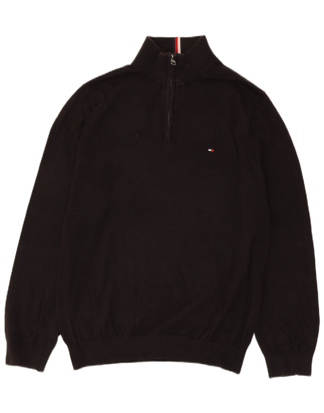 Ανδρικό πουλόβερ με φερμουάρ Tommy Hilfiger, μαύρο βαμβακερό