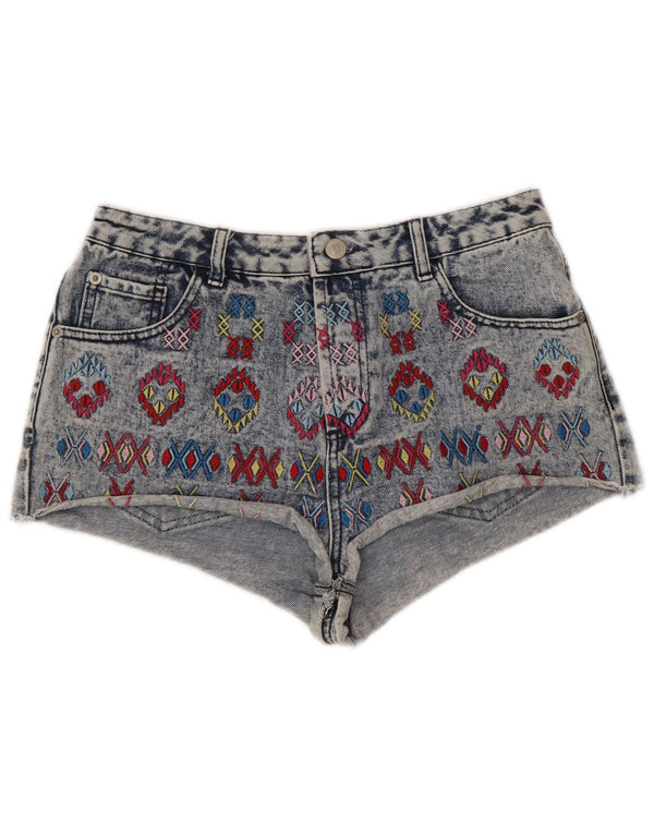Topshop Γυναικείο τζιν ψηλόμεσο παντελόνι UK 12 Medium W30 Μπλε γεωμετρικό