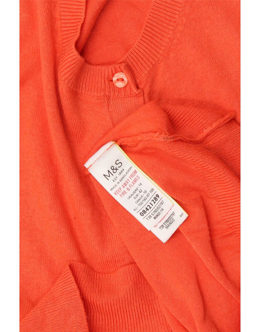 Marks & Spencer Γυναικείο πουλόβερ Crop Cardigan UK 14 Medium Orange Viscose