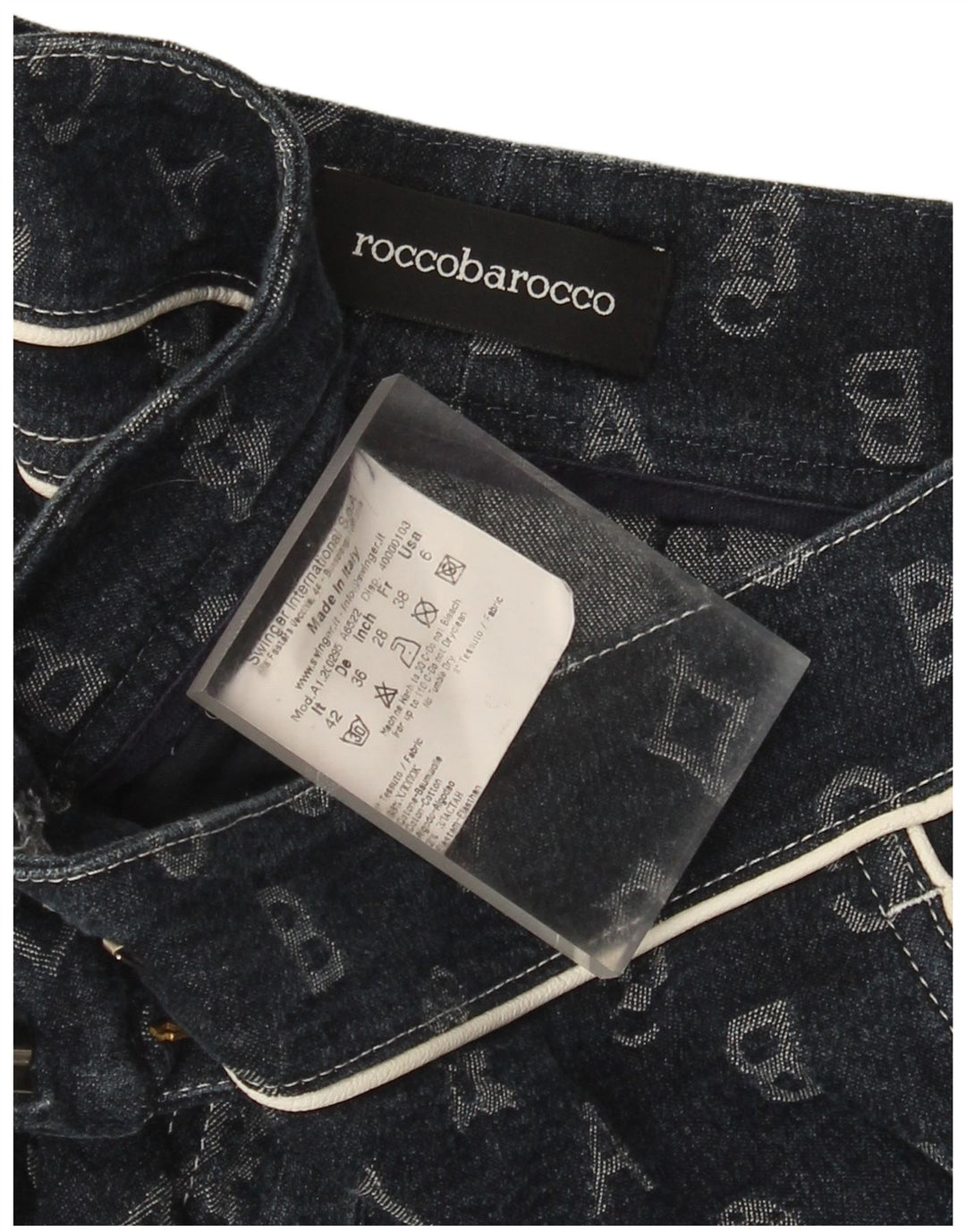 Roccobarocco Γυναικείο παντελόνι Capri IT 42 Medium W28 L17 Navy Blue Geometric