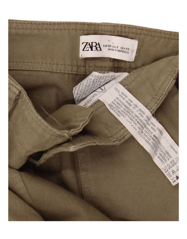 Zara Γυναικείο ίσιο παντελόνι Cargo EU 38 Small W28 L26 Χακί βαμβακερό