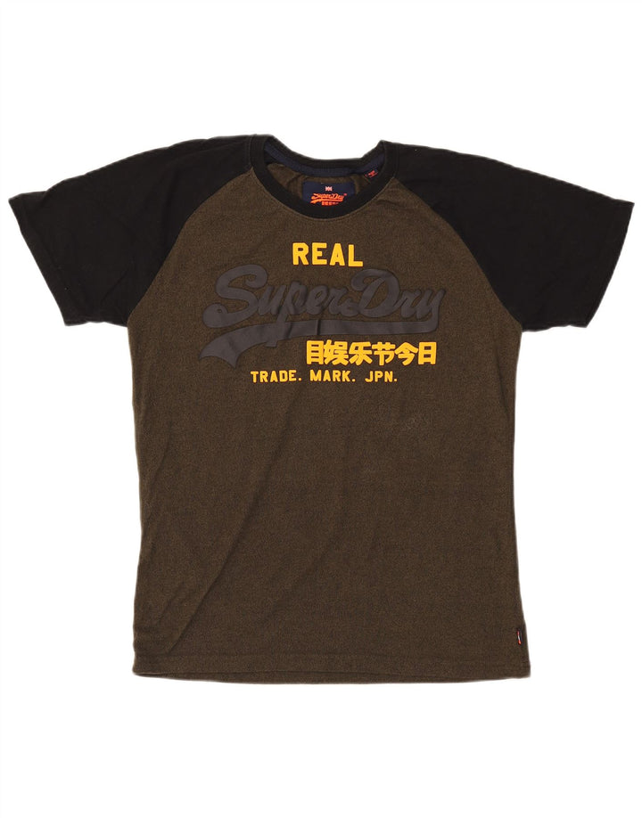 Ανδρικό γραφικό T-Shirt Superdry Top Medium Khaki Colourblock Βαμβακερό