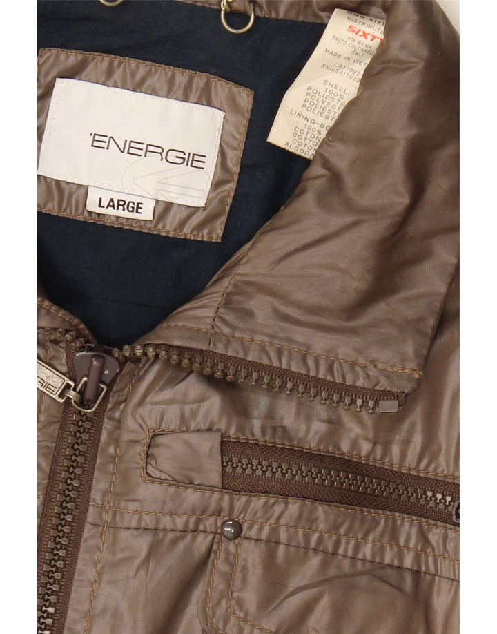 ENERGIE Womens Utility Jacket UK 16 Large Beige Polyester Vintage Energie and Second-Hand Energie from Messina Hembry 