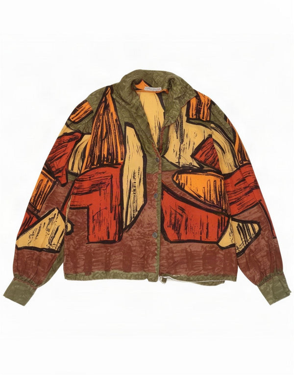 Vintage γυναικείο πουκάμισο μπλούζα UK 12 Medium πολύχρωμο γεωμετρικό
