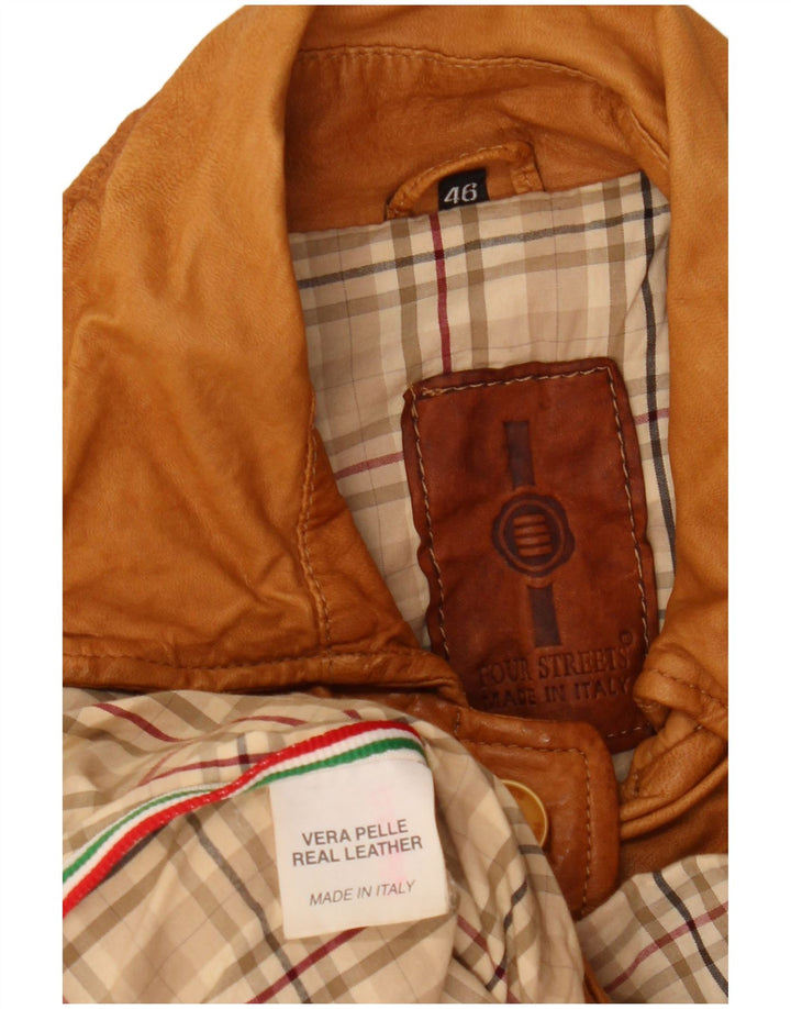 Vintage Γυναικείο Δερμάτινο Μπουφάν IT 46 Μεγάλο Καφέ Δερμάτινο