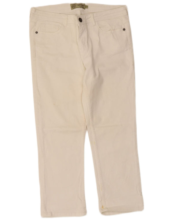 Fat Face Γυναικείο Cropped Jeans UK 14 Large W34 L24 Λευκό βαμβακερό