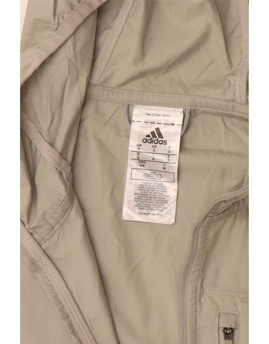 Ανδρικό μπουφάν βροχής με κουκούλα ADIDAS UK 36 Small Beige Colourblock Polyester