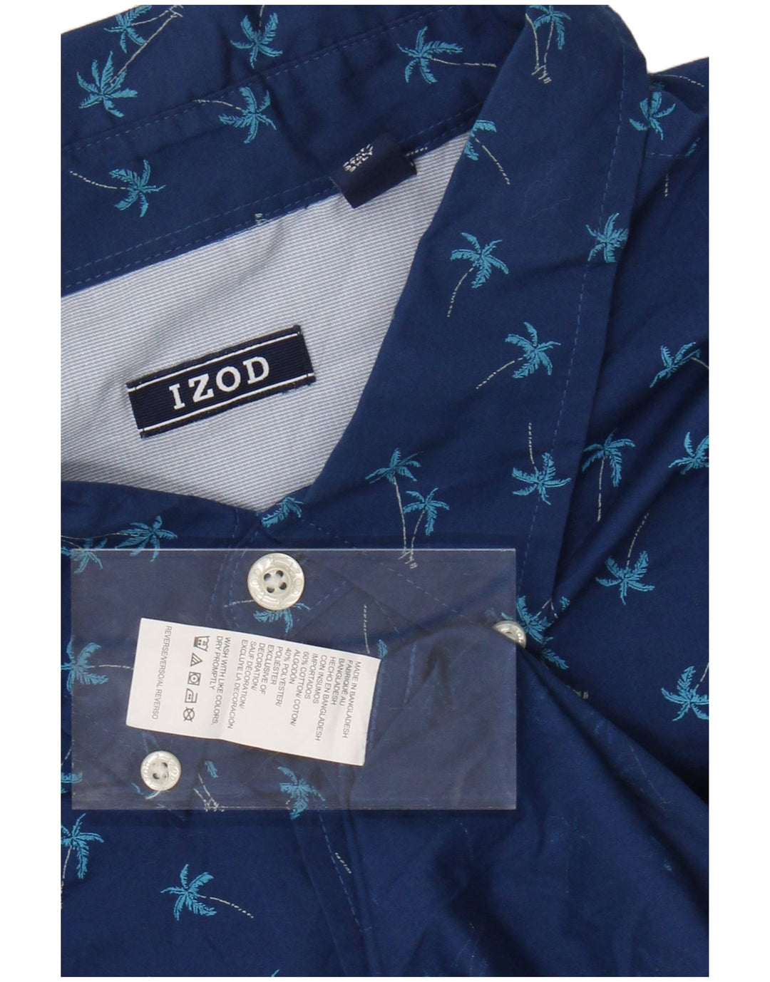 Ανδρικό κοντομάνικο IZOD πουκάμισο 3XL Μπλε φλοράλ βαμβακερό