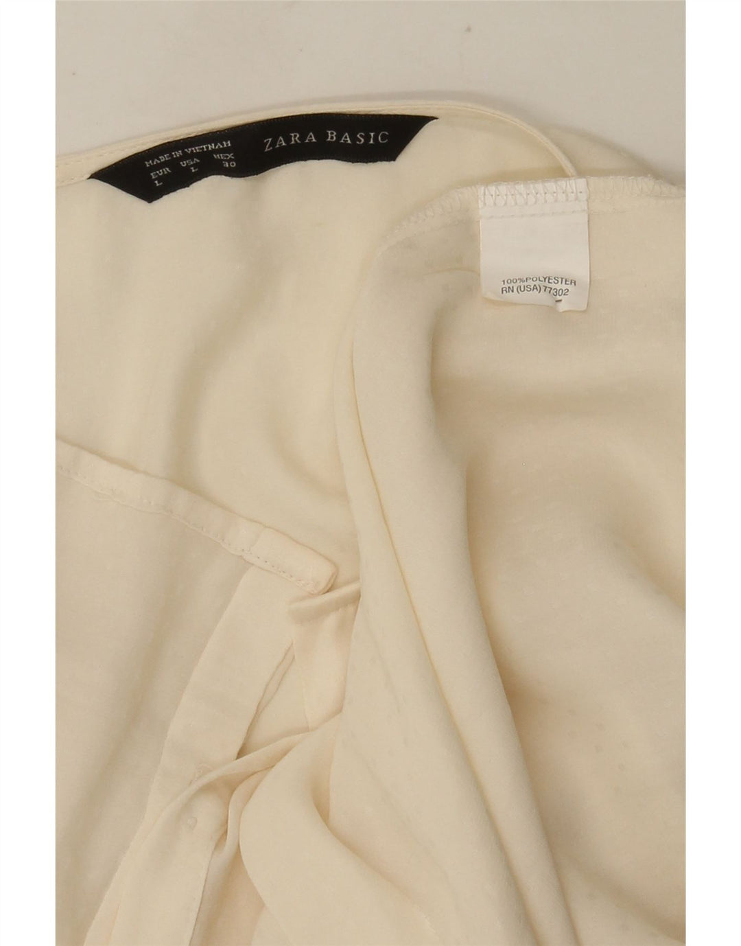 Zara Γυναικεία Αμάνικη Μπλούζα UK 16 Large Off White Πολυεστέρας