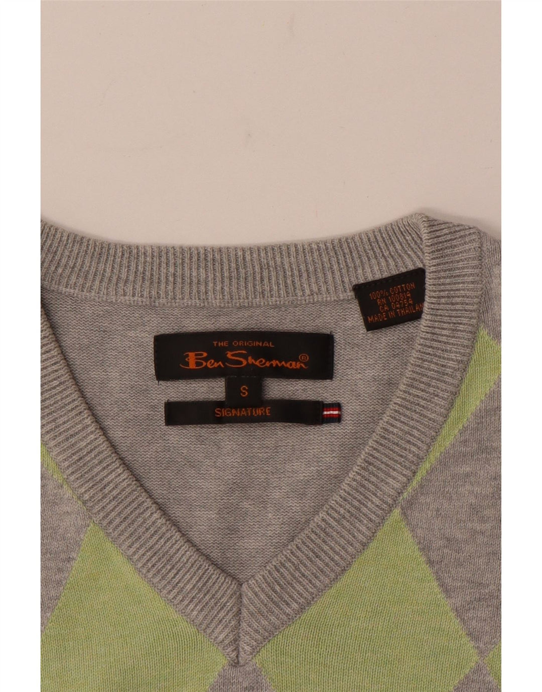Ben Sherman ανδρικό γιλέκο Tank Top Small Grey Argyle/Diamond Cotton