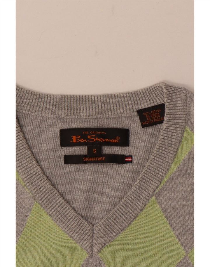 Ben Sherman ανδρικό γιλέκο Tank Top Small Grey Argyle/Diamond Cotton
