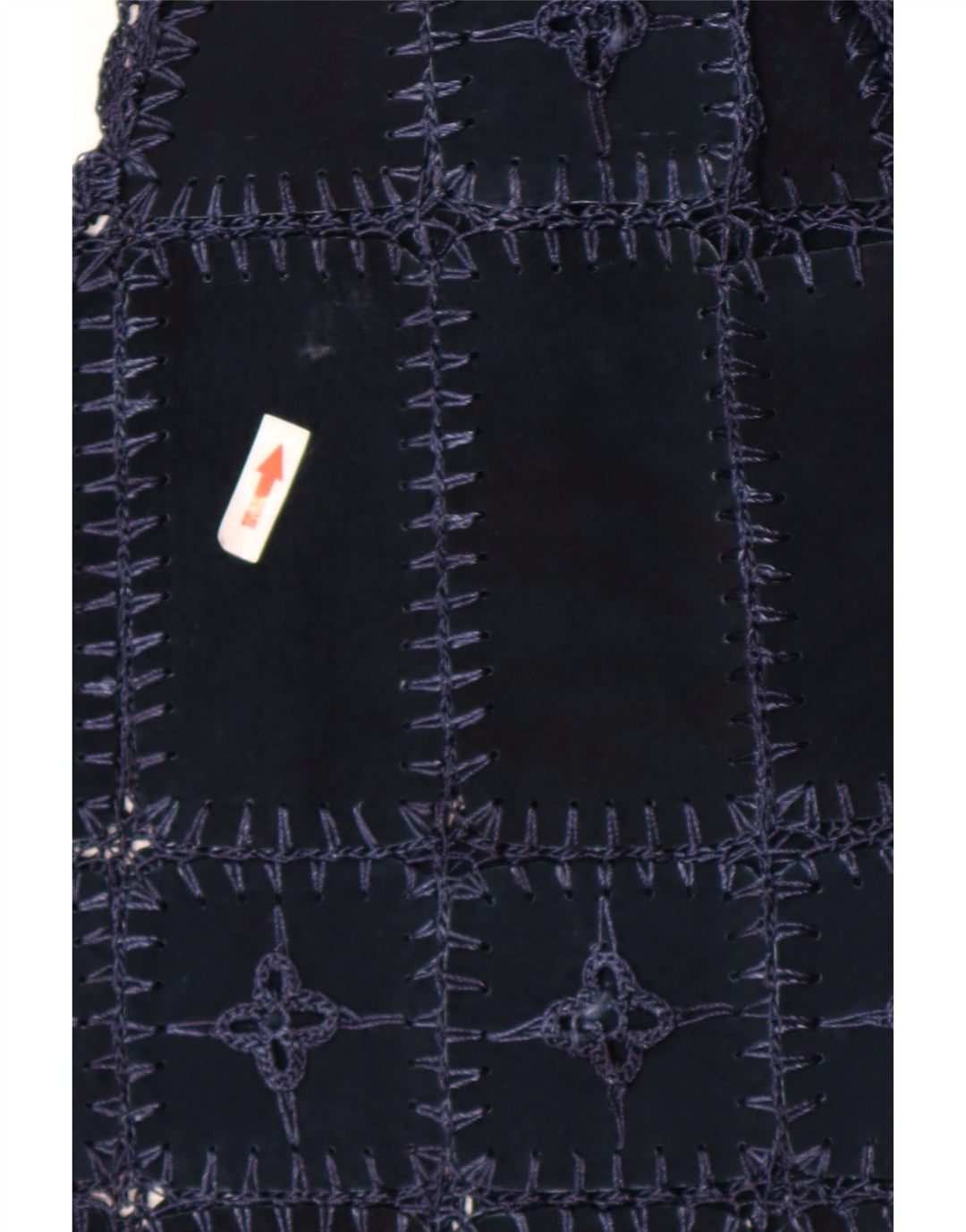 Vintage Γυναικείο Suede Gilet UK 14 Medium Navy Blue Patchwork