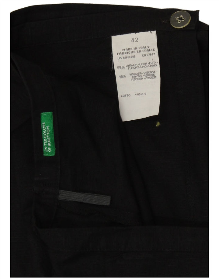 Benetton Γυναικεία Φούστα Wrap IT 42 Medium W27 Μαύρο Λινό