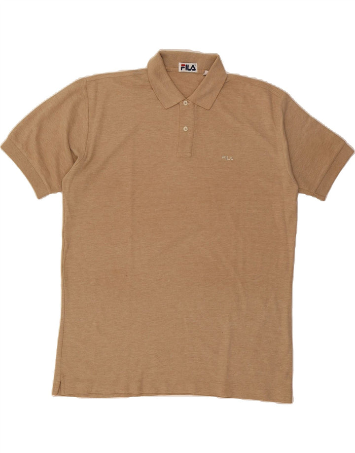 FILA Mens Polo Shirt XL Beige Cotton Vintage Fila and Second-Hand Fila from Messina Hembry 