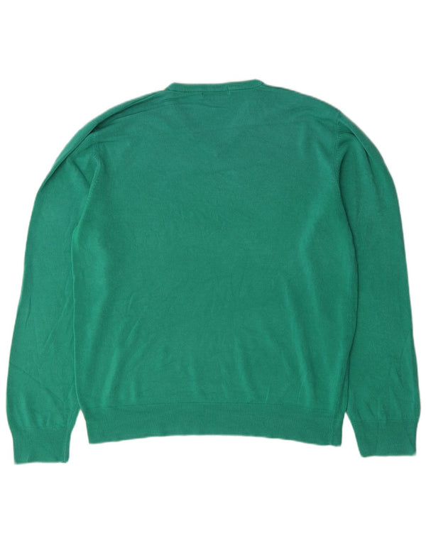 Ανδρικό πουλόβερ Marks & Spencer Blue Harbor με λαιμόκοψη με λαιμόκοψη μεγάλο πράσινο