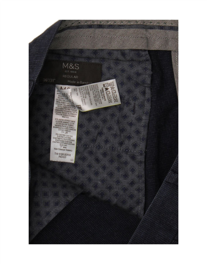 MARKS & SPENCER Mens Regular Chino Trousers W36 L28 Navy Blue Cotton Vintage Marks & Spencer and Second-Hand Marks & Spencer from Messina Hembry 