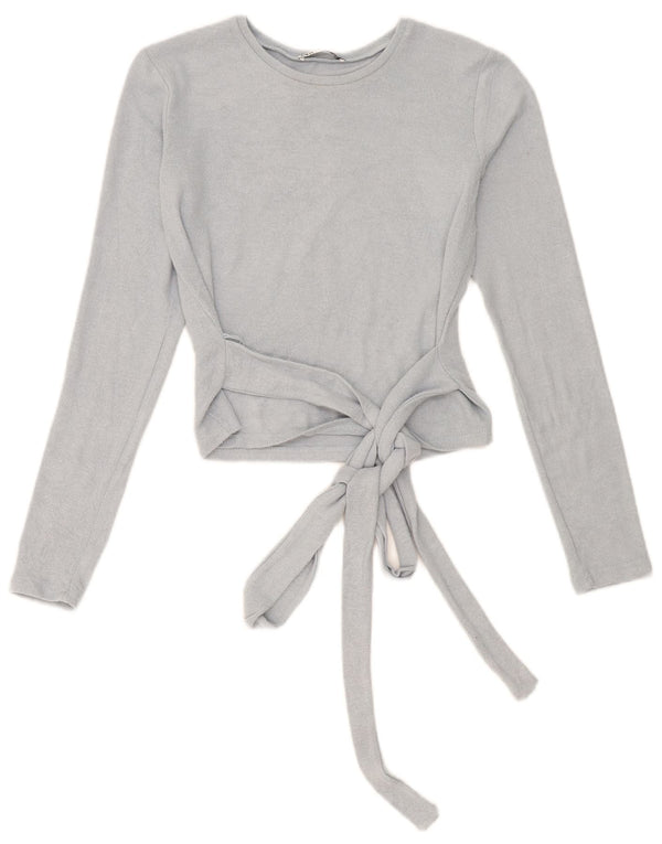 Zara Γυναικείο Crop Top Μακρυμάνικο UK 10 Small Blue