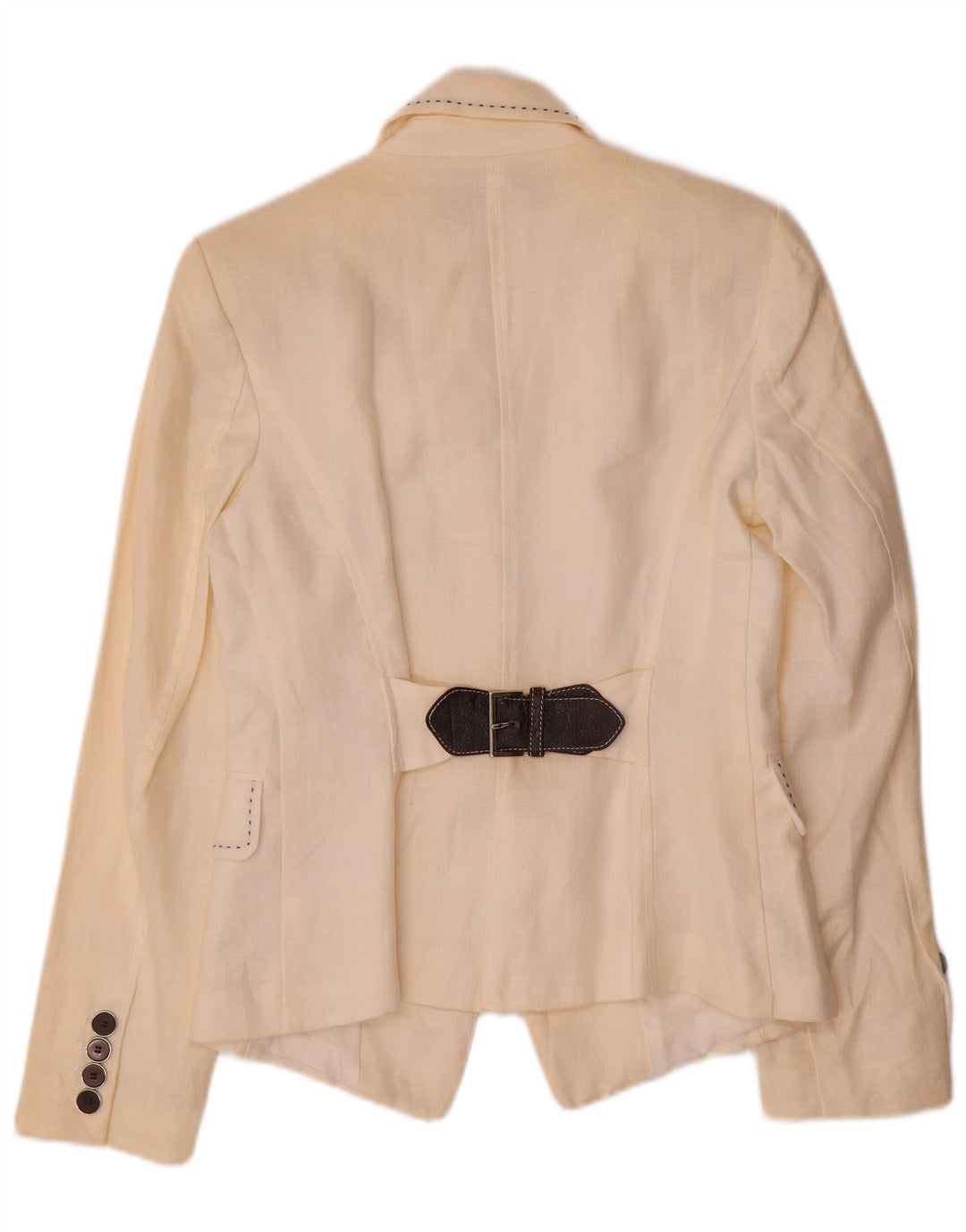 Zara Γυναικείο Μπουφάν 1 Κουμπί Blazer UK 12 Μεσαίο Λευκό Πολυεστέρας