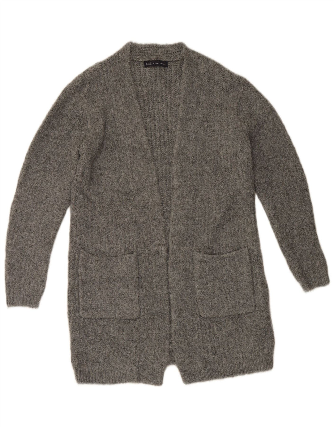 Marks & Spencer Γυναικείο Longline ανοιχτό πουλόβερ ζακέτα UK 10 Small Grey