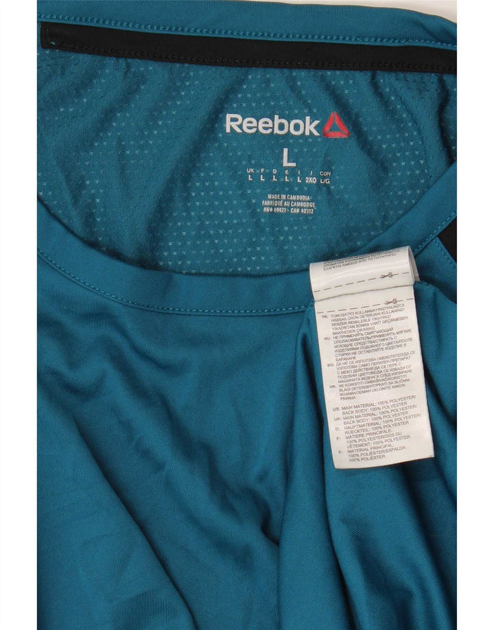 Ανδρικό T-Shirt Reebok Top Large Blue Colourblock Πολυεστέρας