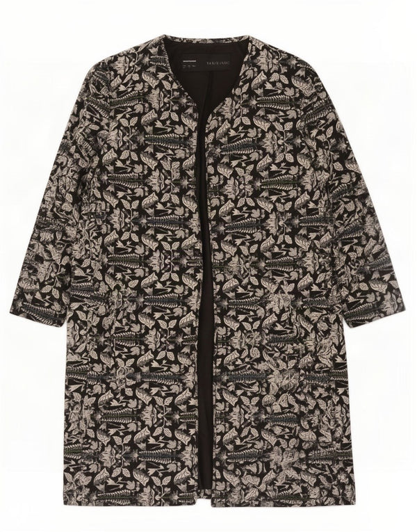 Zara Γυναικείο μανίκι 3/4 ανοιχτό πανωφόρι UK 14 Medium Black Floral