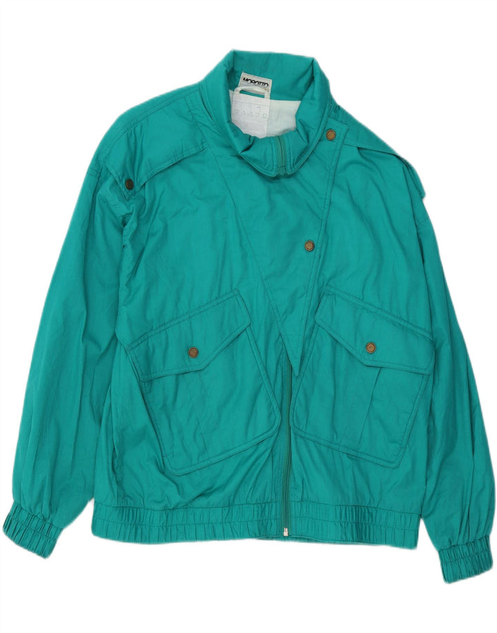 VINTAGE Womens Windbreaker Jacket UK 16 Large Green Polyester