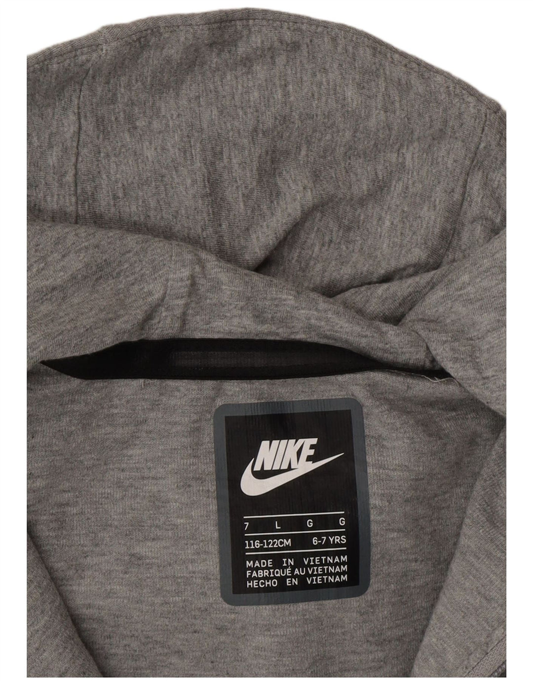 NIKE Boys Zip Hoodie Sweater 6-7 Years Large Grey