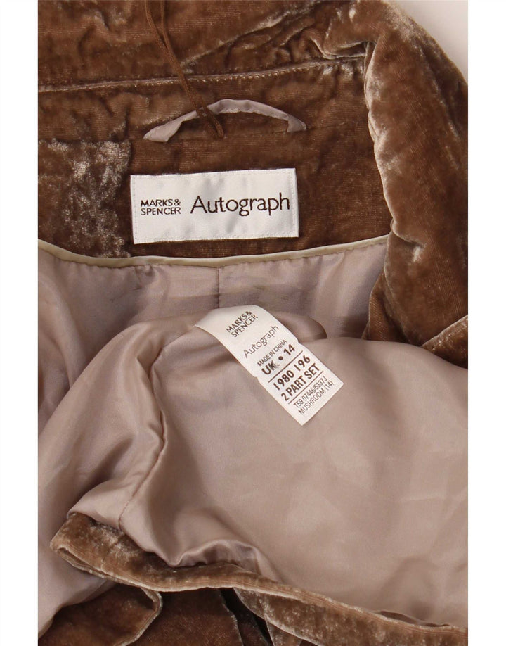 Marks & Spencer Γυναικείο Μπουφάν Velvet Blazer Autograph UK 14 Medium Brown
