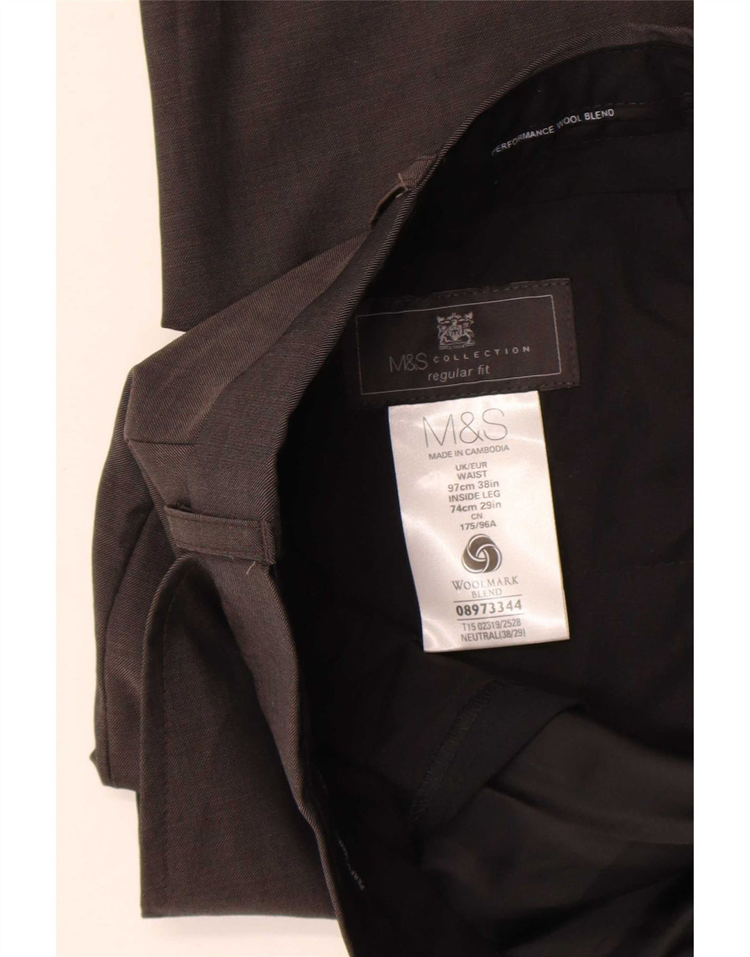 Marks & Spencer Ανδρικό παντελόνι με κανονική εφαρμογή W36 L29 καφέ μαλλί