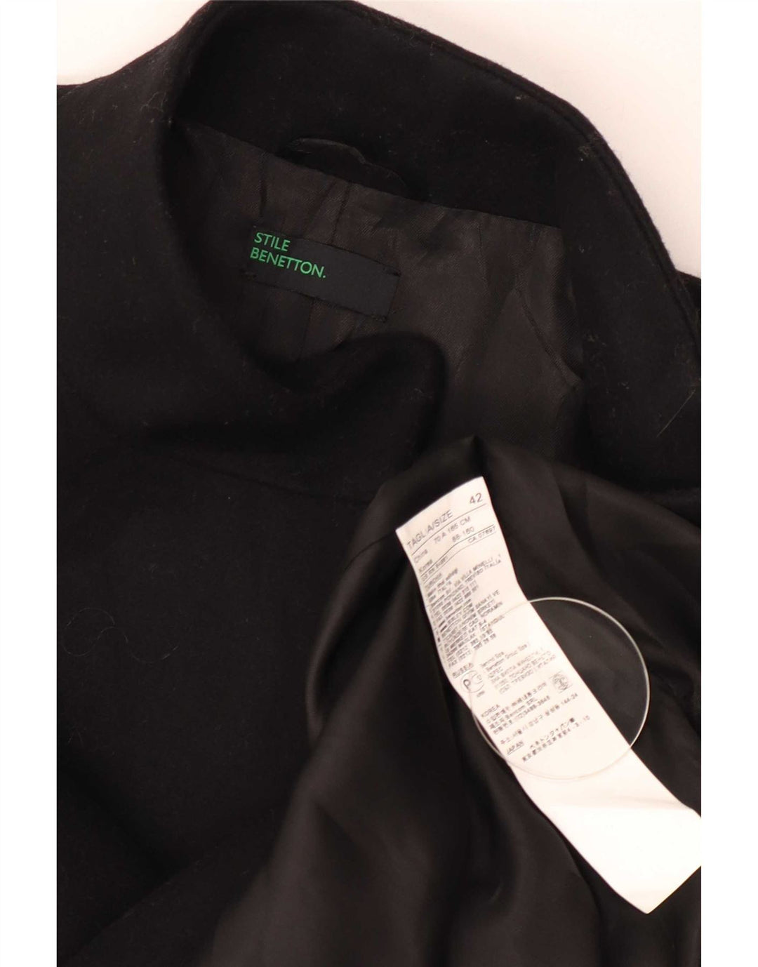 Γυναικείο Παλτό Benetton IT 42 Μεσαίο Μαύρο Μαλλί