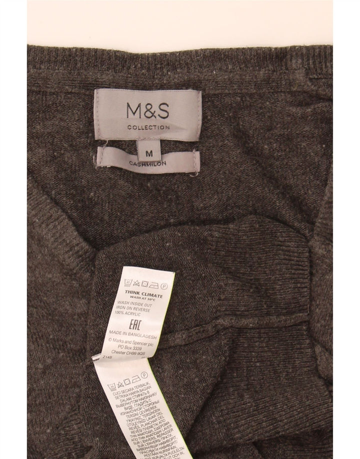 Marks & Spencer Ανδρικό πουλόβερ με λαιμόκοψη με λαιμόκοψη με μεσαίο γκρι ακρυλικό