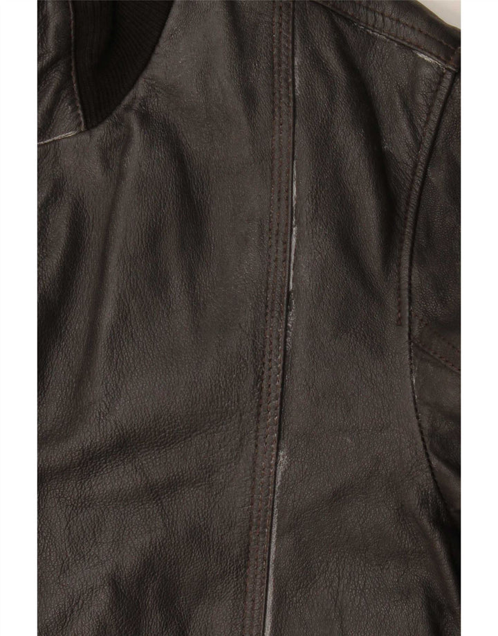 Vintage Ανδρικό Bomber Leather Jacket UK 36 Small Brown Leather