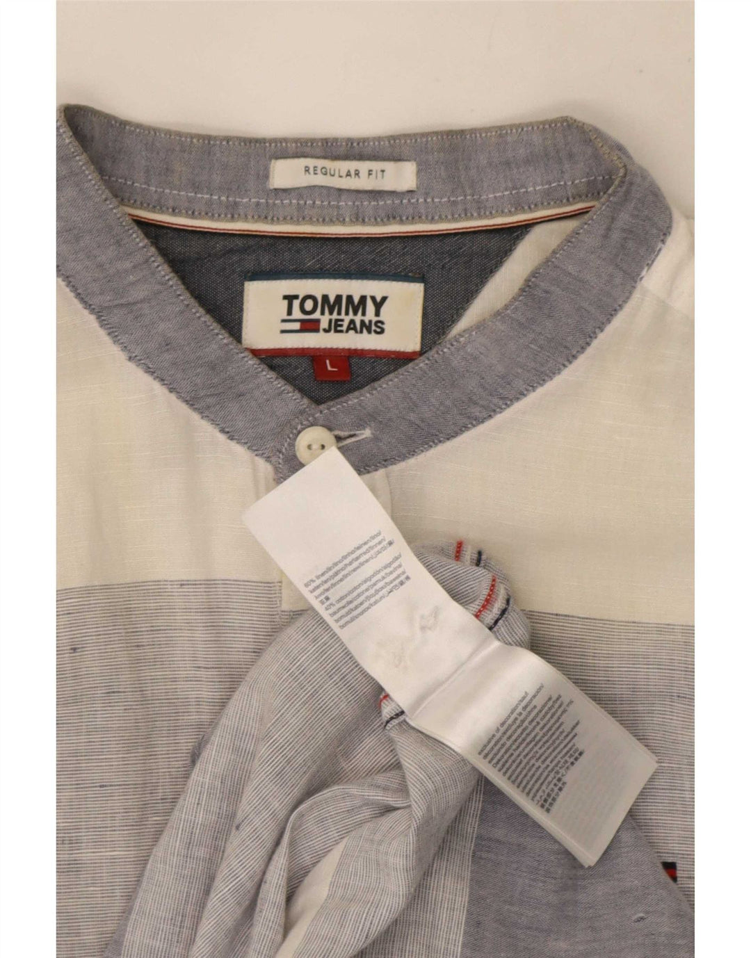Tommy Hilfiger Ανδρικό πουκάμισο κανονικής εφαρμογής Μεγάλο πολύχρωμο λινό ριγέ