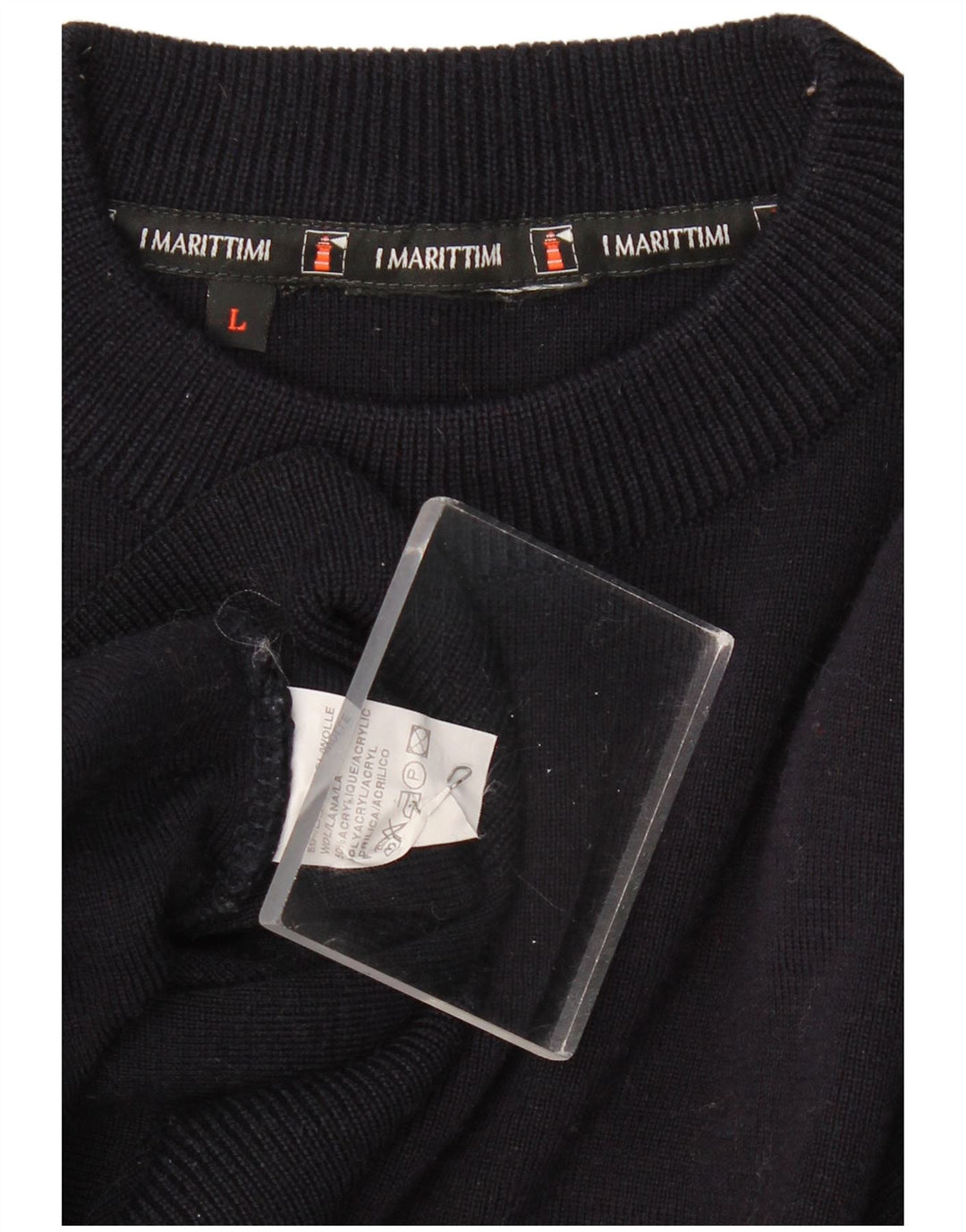 Ανδρικό πουλόβερ με λαιμόκοψη VINTAGE Μεγάλο μπλε βαμβακερό