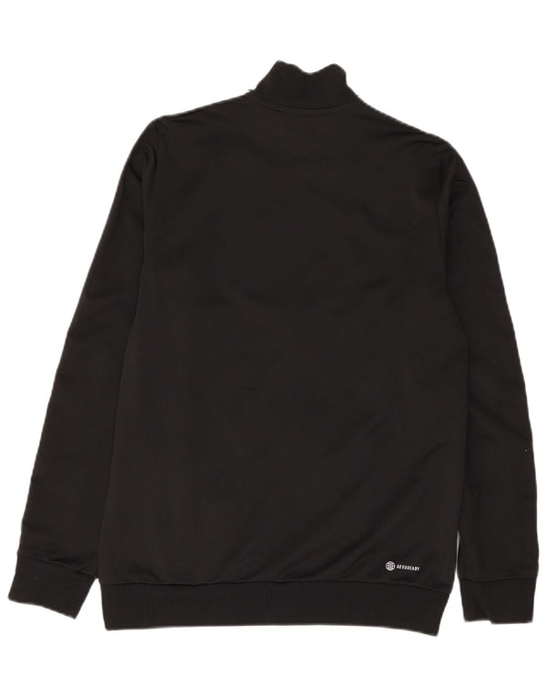 Adidas Boys Aeroready Tracksuit Top Jacket 15-16 Years Black Colourblock