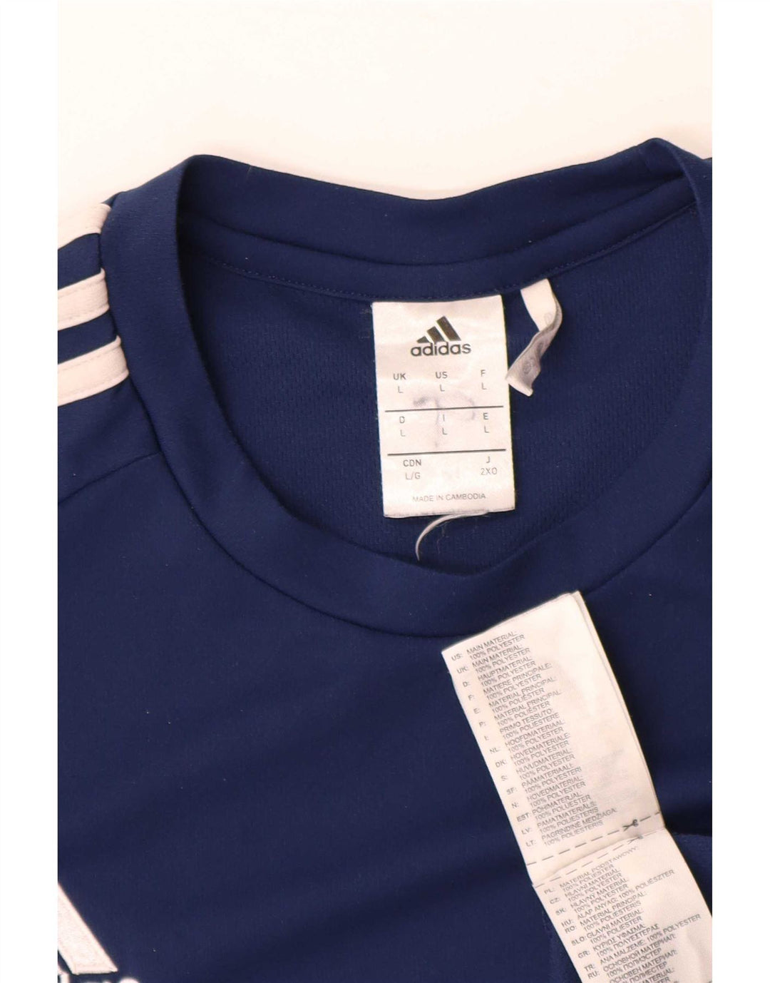 Ανδρικό T-shirt Adidas Climalite Top Large Navy Blue Colorblock Πολυεστέρας