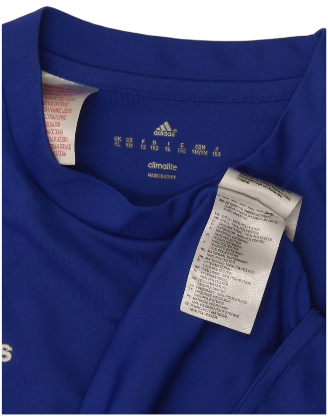 Adidas Boys Climalite T-Shirt Top 11-12 Years Large Blue Polyester