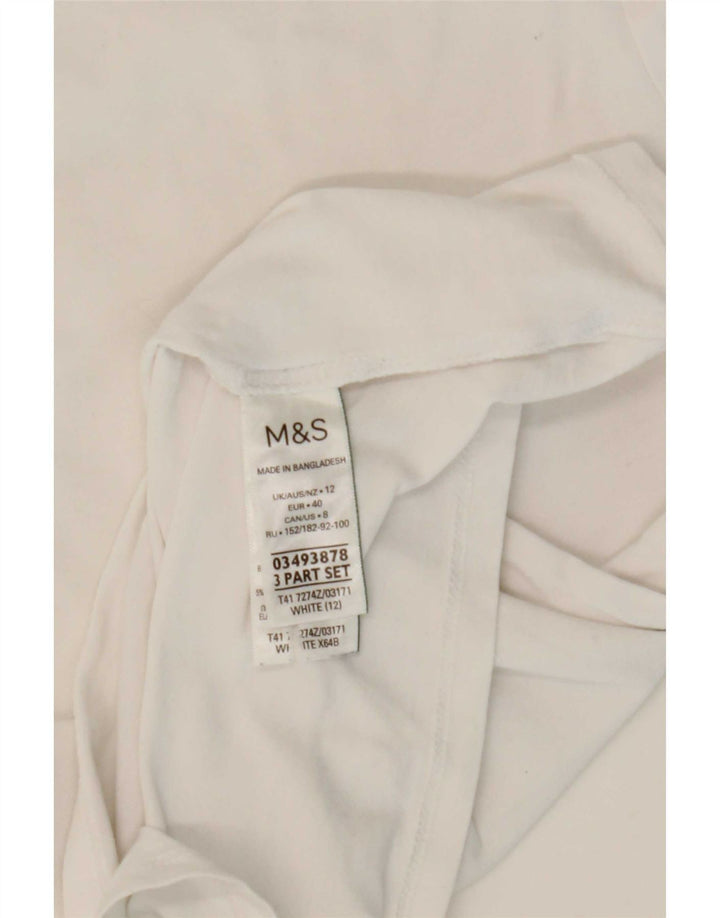 Marks & Spencer Γυναικείο τοπ μακρυμάνικο UK 12 μεσαίο λευκό βαμβακερό
