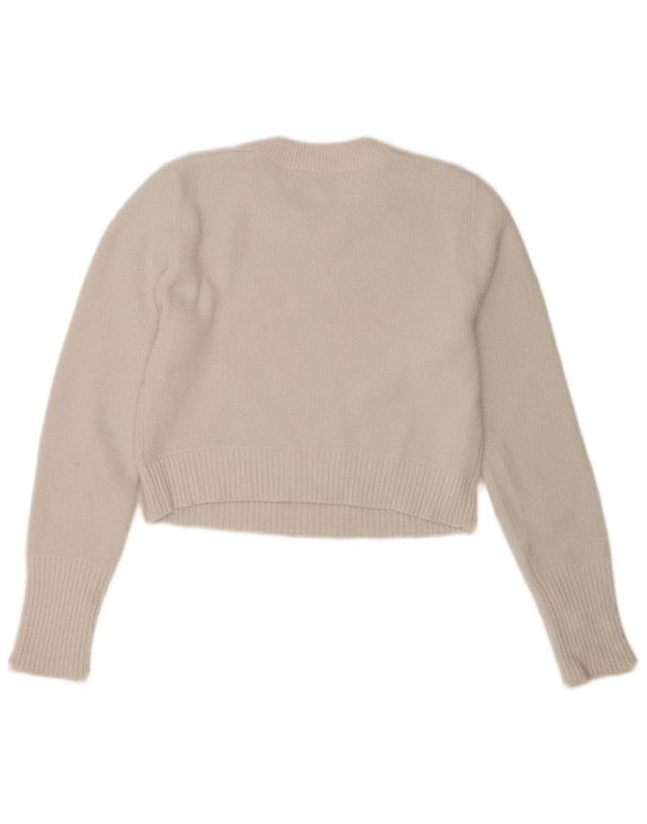 Zara Γυναικείο πουλόβερ με λαιμόκοψη Crop Crop UK 12 Medium White