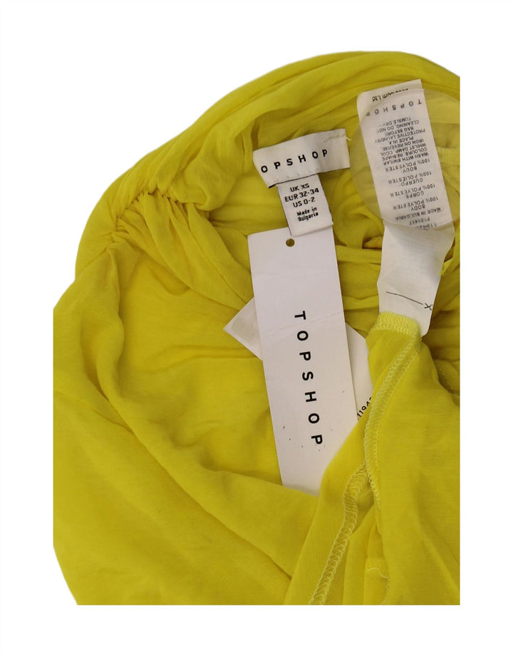 Topshop Womens One Shoulder See Through Top UK 4/6 XS Yellow Polyester