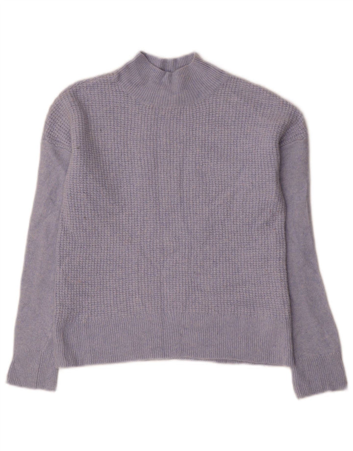 Γυναικείο πουλόβερ Hobbs Crop Turtle Neck Jumper UK 12 Medium Blue Viscose