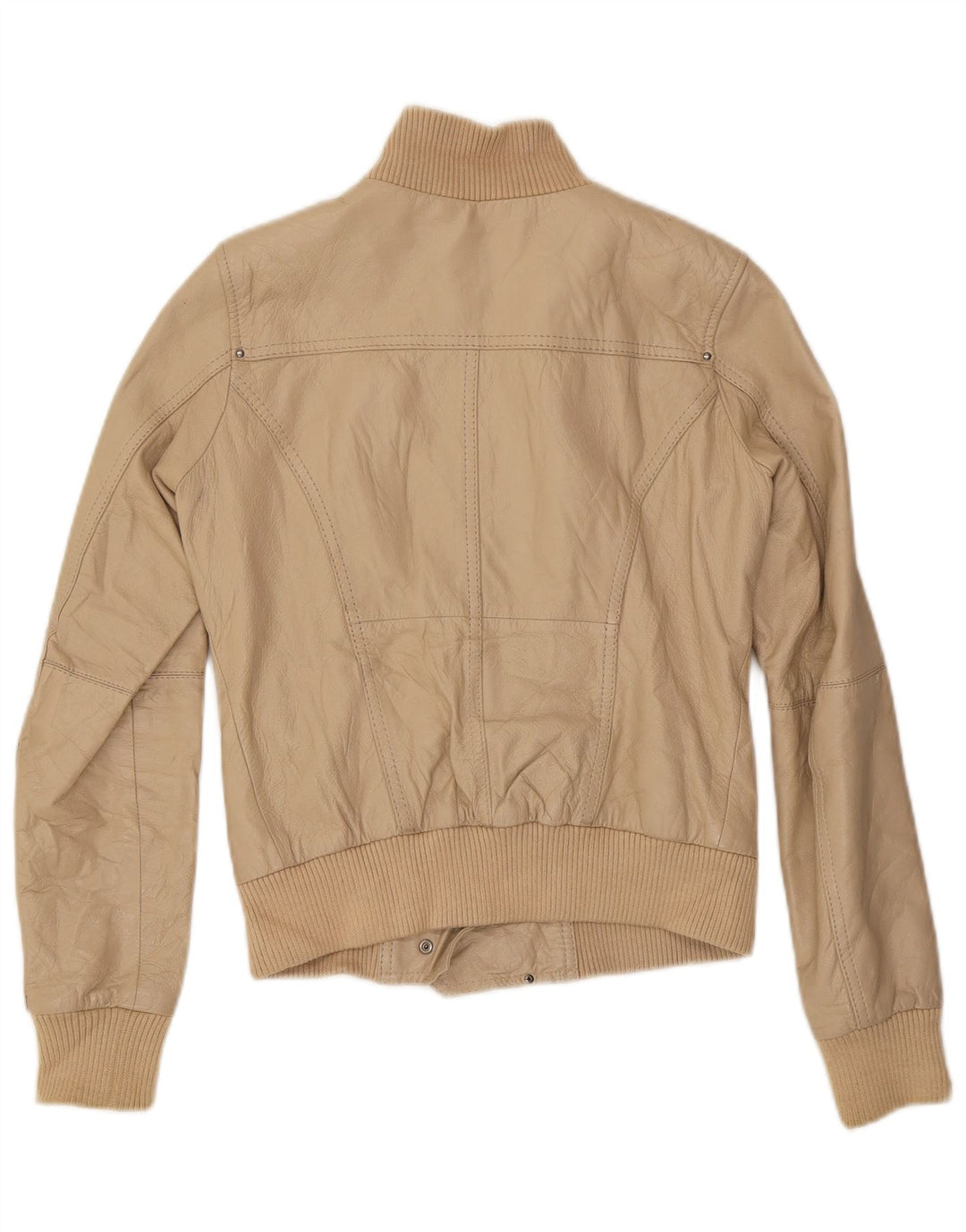 Vintage Γυναικείο Δερμάτινο Μπουφάν UK 10 Small Beige