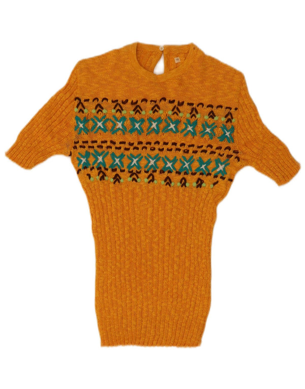 Vintage Γυναικεία Πλεκτή Μπλούζα Τοπ IT 48 XL Yellow Fair Isle