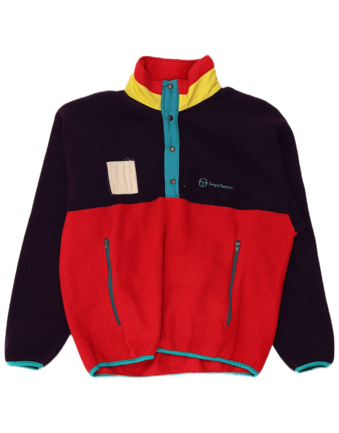Sergio Tacchini Ανδρικό κουμπιά λαιμό Fleece Jumper Μεγάλο κόκκινο χρώμα