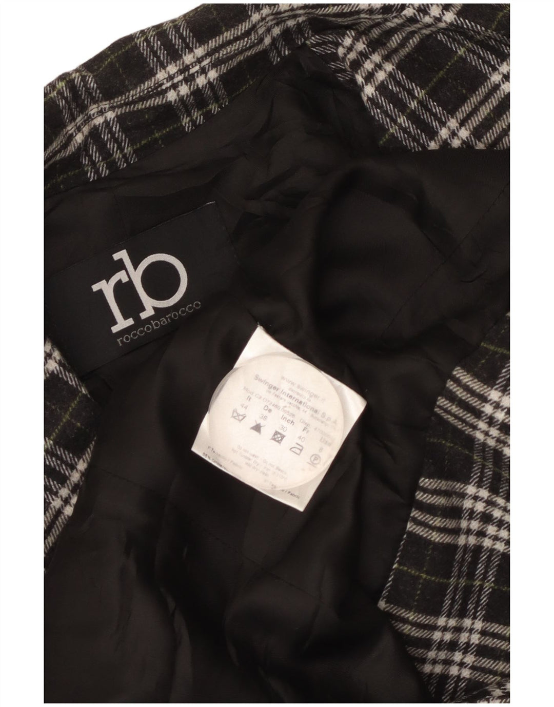 Roccobarocco Γυναικείο σακάκι με 2 κουμπιά σακάκι IT 44 μεσαίο μαύρο βαμβακερό καρό