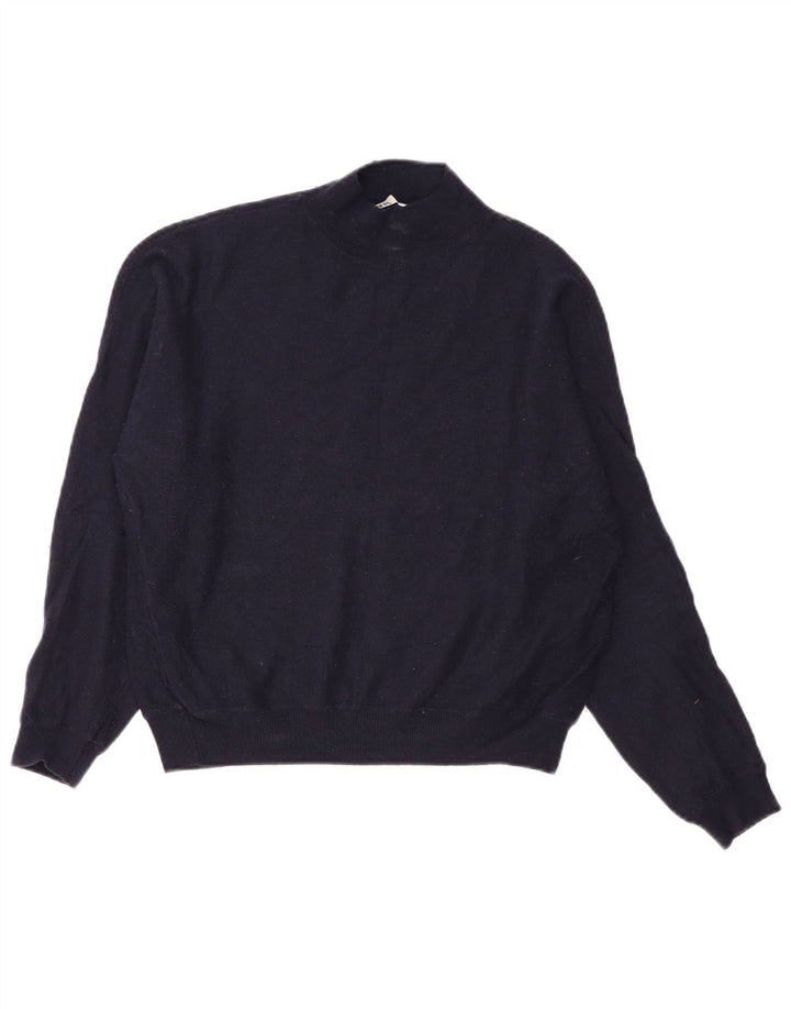 Zara γυναικείο πουλόβερ με λαιμό χελώνα UK 14 Medium Navy Blue Nylon