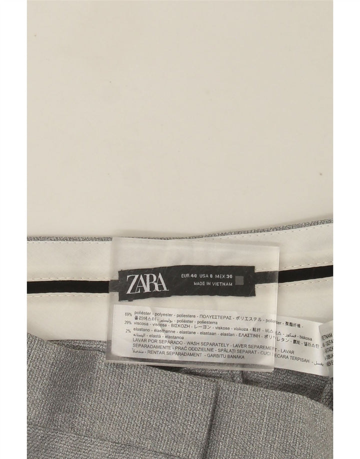 ZARA Γυναικείο ίσιο παντελόνι EU 40 Medium W30 L26 Grey Polyester
